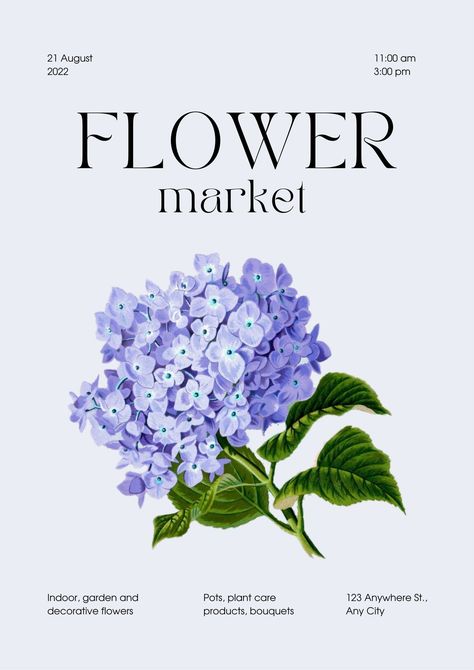 Violet Retro Flower Market Poster - Templates by Canva Fabric Dyeing Techniques, Market Poster, Flower Graphic Design, Flower Market Poster, Flower Store, Flower Graphic, Vintage Poster Art, Retro Flowers, Flower Market