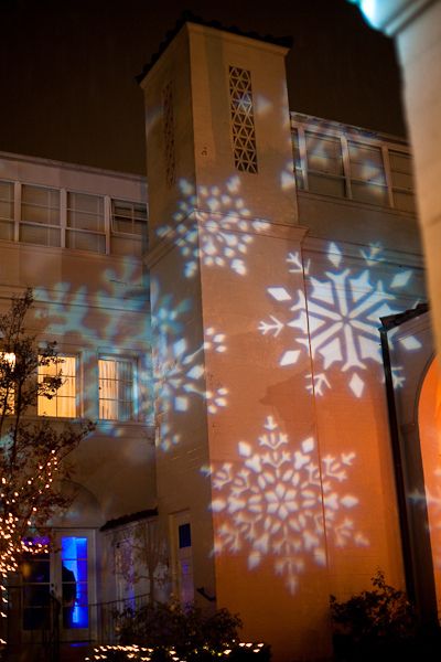 Snowflake gobo lighting | Flickr - Photo Sharing! Christmas Projection Lights Outdoor, Over The Top Christmas Lights, Christmas Projection Lights, Gobo Projection, Gobo Lighting, 3d Structure, Snowflake Lights, 3d Mapping, Christmas Light Installation