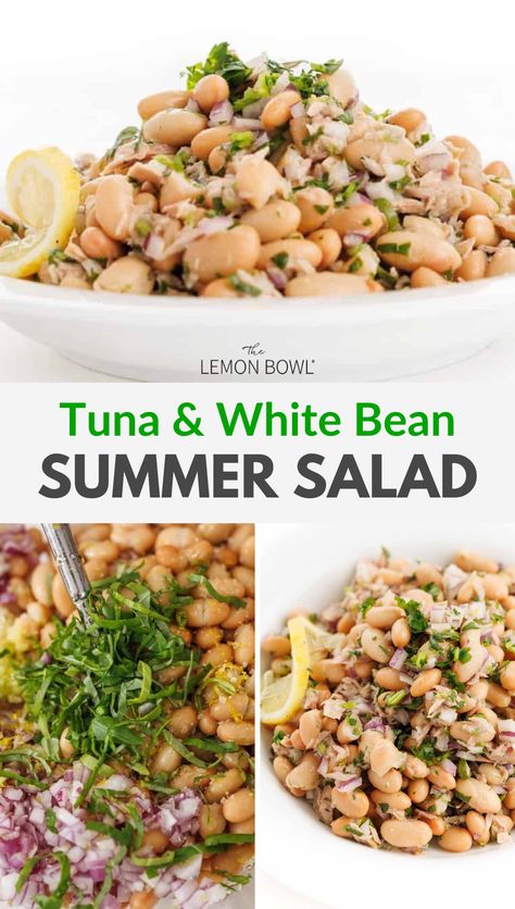 White Bean And Tuna Salad Recipes, Tuna Salad With Beans, Lemon Tuna Salad, White Bean And Tuna Salad, White Bean Tuna Salad, Tuna And Bean Salad, Tuna Bean Salad, Tuna White Bean Salad, Tuna And White Bean Salad