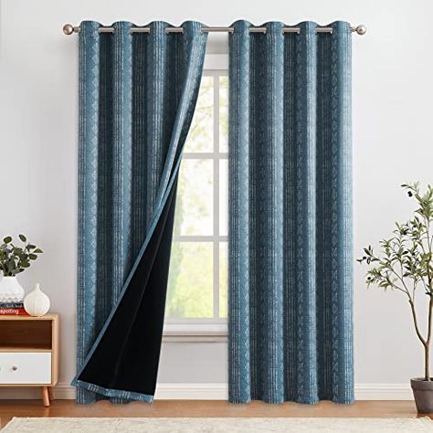 Burlap Drapes, Rideaux Boho, Blue Drapes, Decorative Curtain Rods, Window Curtain Rods, Nursery Curtains, Insulated Curtains, Boho Curtains, Rustic Curtains