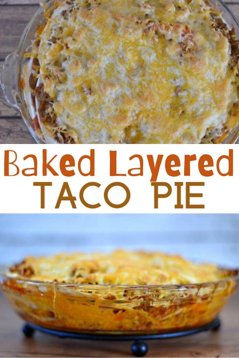 Layered Taco Pie, Tortilla Casserole Recipes, Easy Taco Bake, One Dish Meals, Easy Taco Casserole, Taco Pie Recipes, Layered Taco, Tortilla Casserole, Taco Pie