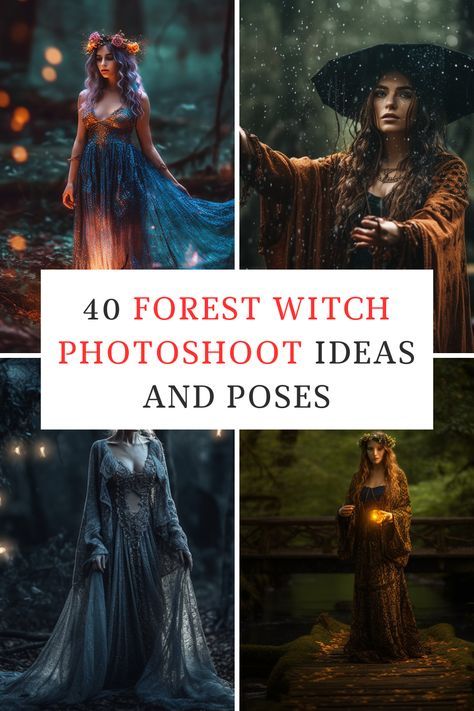 Experience the enchantment of the forest with our mesmerizing Forest Witch Photoshoot collection. Unleash your inner witch and immerse yourself in a world where fantasy becomes reality Witchy Woman Aesthetic, Spooky Poses, Witch Photo Shoot, Halloween Photoshoot Women, Forest Witch Costume, Enchanted Forest Halloween, Witch Photoshoot Ideas, Witch Poses, Witchy Photography