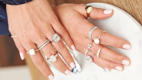 Shop 2021 Engagement Ring Trends - Coveteur Biggest Engagement Ring, Engagement Ring Trends, Tiffany Setting, Big Engagement Rings, Favorite Engagement Rings, Cuffing Season, Engagement Rings For Women, Trending Engagement Rings, Ring Trends