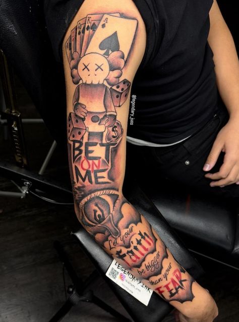 Freestyle Tattoo Sleeve Men, High Arm Tattoo, Sleeve Tattoos For Studs, Pharrell Tattoo Ideas, Cool Tattoos For Guys Sleeve, Tattoo Ideas For Men Sleeve Art Designs, Full Forearm Tattoo Men Half Sleeves, Tattoo Ideas For Men Full Sleeves, Man Tattoo Sleeves Ideas