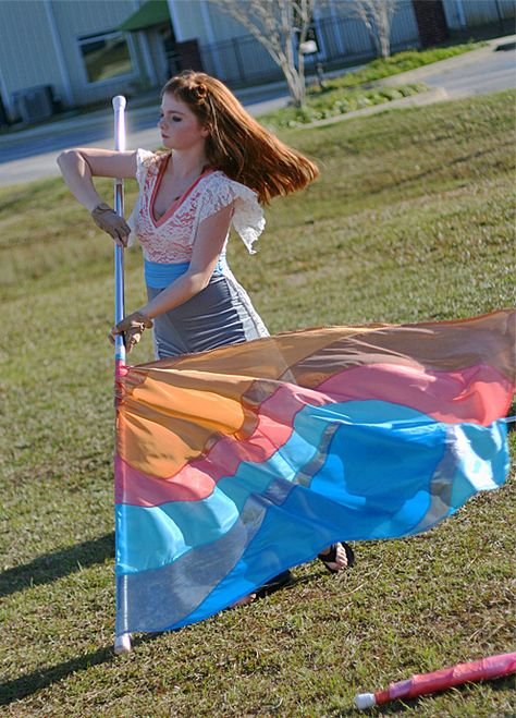 Color Guard Pictures, Winterguard Uniforms, Guard Aesthetic, Color Guard Costumes, Color Guard Flags, Colour Guard, Senior Photoshoot Poses, Marching Band Humor, Winter Guard