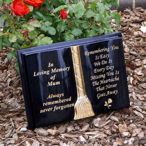 Beautiful book memorial crafted from premium, high-end luxury black granite - but at an affordable price!

This small headstone memorial measures approx 12" x 10" - the perfect size for crematorium memorials. Share with someone to give them some Memory Garden Ideas or for more granite memorials, why not visit our full range via our 
Website: https://snobssigns.co.uk/memorial

Snobs Signs - who are we? We're a small family business dedicated to creating the perfect memorial for your loved ones. Memory Garden Ideas, Grave Plaques, Memorial Book, Memory Garden, Memorial Plaques, Granite Memorial, In Loving Memory Gifts, Granite Headstones, Gold Book