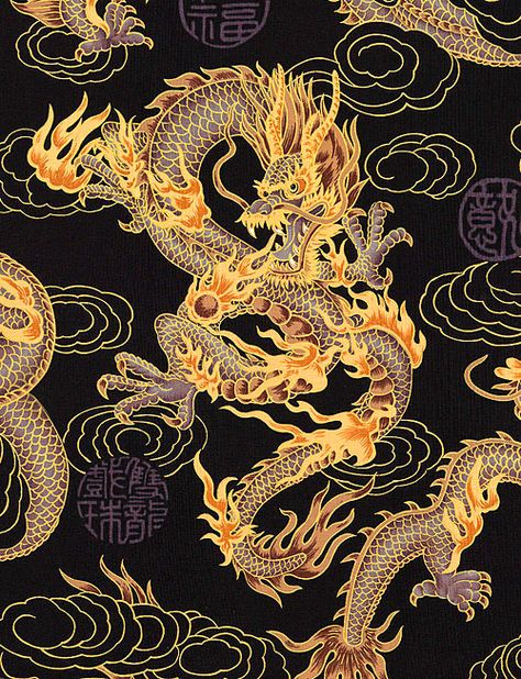 Asian Dragons are Back in Stock! #chinesedragon #asianfabrics #quiltfabric #quilts #quilting #quiltshop #japanesefabrics Elemental Dragons, Konst Designs, Art Geek, Dengeki Daisy, Asian Dragon, Dragon Illustration, Japanese Dragon, Japon Illustration, Seni 3d