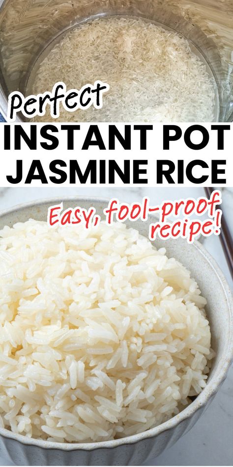 Transform the way you make rice with this Instant Pot jasmine rice recipe. It’s a super quick and easy side dish, and turns out perfectly cooked jasmine rice every time – fluffy, aromatic, and utterly irresistible. Overcooked Rice, Instant Pot Jasmine Rice, Perfect Jasmine Rice, Jasmin Rice, Jasmine Rice Recipes, Cooking Jasmine Rice, Using A Pressure Cooker, How To Cook Rice, Instant Pot Dinner Recipes