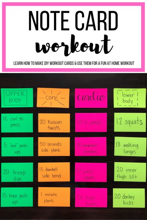 Note card workout: Lear to make DIY workout cards and how to use them for a fun at home workout. #athomeworkout #fullbodyworkout #funworkout #uniqueworkout Workout Games For Adults, Kids Workout Routine, 2024 Health, Cardio Cards, Beginner Fitness, Workout Board, Physical Education Lessons, Dance Stretches, Card Workout