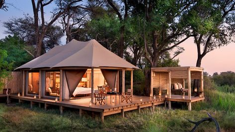 4 Luxury African Safaris that Redefine Glamping - The Manual Tents Camping Glamping, Luxury African Safari, Zelt Camping, Safari Camp, Safari Vacation, Chobe National Park, Glamping Resorts, Large Tent, Luxury Glamping