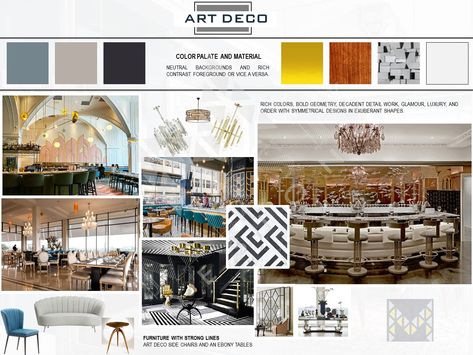 MOOD BOARD Mood Board For Restaurant Design, Moodboard For Restaurant, Restaurant Mood Board Interiors, Cafe Mood Board, Restaurant Mood Board, Restaurant Moodboard, Neutral Moodboard, Art Deco Mood Board, Art Deco Restaurant