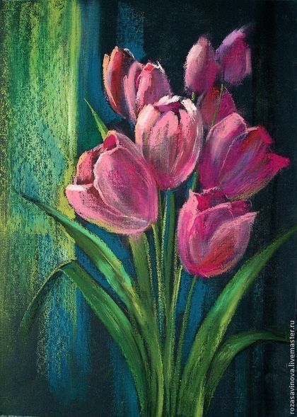 Pastel Tulips, Chalk Pastel Art, Soft Pastels Drawing, Soft Pastel Art, Tulip Painting, Pastel Sec, Pastel Artwork, Oil Pastel Paintings, Dry Pastel