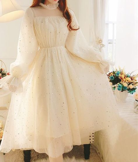 Knight Core, Gaun Tulle, Dresses Asian, Mesh Dresses, Galaxy Dress, Cottage Witch, Kawaii Clothing, Fairy Dresses, Outfits Dresses