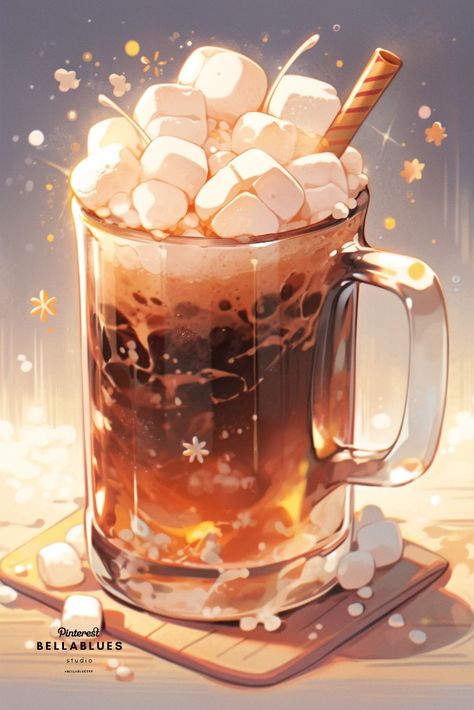 HotChocolateHugs SoulfulSips WarmHugs ChocolatyComfort DescriptionWrap your soul in warm hugs with a cup of hot chocolateOrder your favorite images hereOrder Now Cafe Illustration Art, Hot Chocolate Drawing, Hot Chocolate Art, Chocolate Drawing, Digital Art Inspiration, Anime Coffee, Desserts Drawing, Drink Art, 귀여운 음식 그림