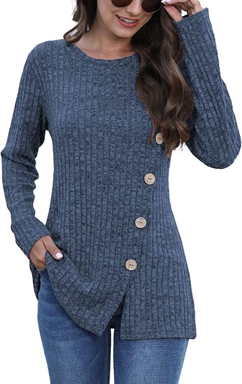 Long Sleeve Shirts For Women, Women Fall Tops, Tunic Tops Casual, Women Sweaters Winter, Casual Tunics, Stylish Sweaters, Ladies Tops, Women Tunic Tops, Loose Sweater