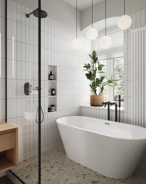 Narrow Bathroom With Bathtub, Shower Next To Bathtub, Bath With Shower Ideas, Bath And Shower Side By Side, Soaker Tub Shower Combo Small Bathrooms, Shower And Bathtub Side By Side, White Vanity Bathroom Ideas, Grey Living Rooms, Vanity Bathroom Ideas