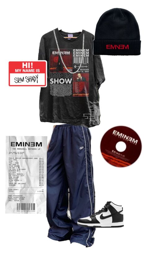 #girls #eminem #baggy #outfit Baggy 90s Outfit, Eminem Girls, 90s Hip Hop Outfits, Eminem Style, Emma Style, Eminem Slim Shady, Baggy Style, 90s Outfit, Hip Hop Outfits