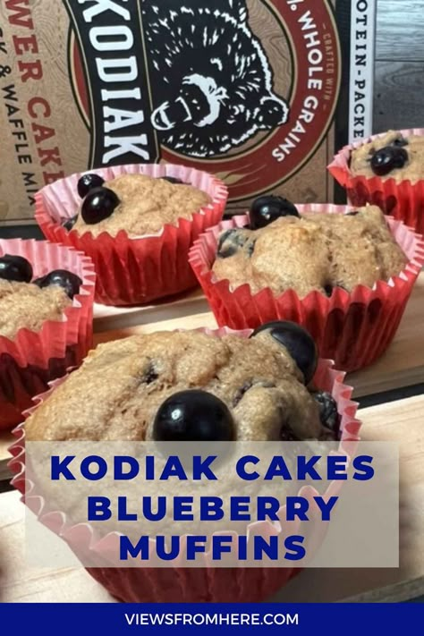 Kodiak Cake Recipes, Kodiak Recipes, Kodiak Cakes Recipe, Blueberry Yogurt Muffins, Weight Watchers Muffins, Blueberry Protein Muffins, Blueberry Muffin Mix, Greek Yogurt Muffins, Blueberry Muffin Recipe