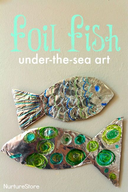 Foil Fish, Under The Sea Art, Ocean Craft, Ocean Theme Preschool, Sea Crafts, Fish Crafts, Ocean Crafts, Tin Foil, Art Ocean