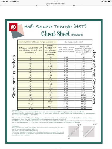 Quilt Size Charts, Half Square Triangle Quilts Pattern, Quilting Math, Triangle Quilt Pattern, Half Square Triangle Quilts, Half Square Triangle, Triangle Quilt, Half Square Triangles, Quilting For Beginners