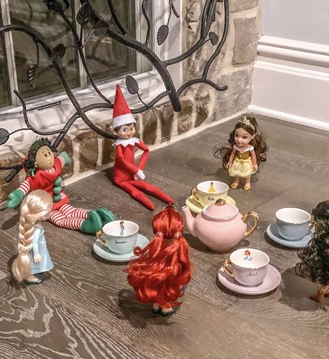 Princess Elf On The Shelf Ideas, Elf Tea Party, Elf On The Shelf Ideas For Birthday, Elf On The Shelf Tea Party, Elf On The Shelf Ideas Nice, Girly Elf On The Shelf Ideas, Quick Easy Elf On Shelf Ideas, Elf On The Shelf Tree Ideas, Elf On Shelf Ideas For Toddlers