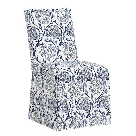 Owen Slipcover Side Chair, Ranjit Floral Fabric Chair, Elephant Logo, Parsons Chairs, Delivery Gifts, Chair Fabric, Fabric Swatches, Side Chair, Navy White, One Kings Lane