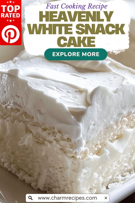 How to Make Heavenly White Snack Cake A Delicious Recipe Heavenly White Cake, 8x8 Snack Cakes, Heavenly White Snack Cake Recipe, How To Make A White Cake Mix Better, Moistest Cake Ever, White Snack Cake Recipe, Homemade White Cake Mix Recipes, Snowy Barbarian Bliss Cake, Hershey Bar Cake Recipe