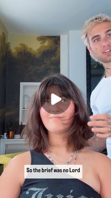 Jack Mead - Hair transformation specialist on Instagram: "Brief - not to look like Lord Farquaad 😂 

All jokes aside I think this haircut really suits Natalie and works so great with her natural texture. 

We wanted a haircut that didn’t look too structured, so choppy, textured, not too short, not too long. It can be quite a difficult haircut to get the proportions right and let’s not forget adding a fringe in the mix too. 

Long bob with layers and a long full fringe that gets longer towards the edges, it has quite a retro vibe but i feel with a modern edge don you? ✂️

Cut using @arcscissors 
Styled using @matrixuki" Lord Farquaad Hair, Full Fringe Bob, Textured Bob Long, Choppy Layers For Long Hair Wavy, Fringe Layers Medium Hair, Medium Length Haircut With Bangs For Fine Hair, Mixed Texture Hair, Layered Bob Hairstyles With Fringe, Face Layering Haircut