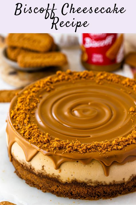 Biscoff Cheesecake Decoration, Biscoff Cheesecake Baked, Lotus Cheesecake Decoration, Birthday Cheesecake Ideas, Lotus Cheesecake Recipe, Lotus Biscoff Recipes, Cheesecake Birthday Cake, Cheesecake Biscoff, Cheesecake Lotus