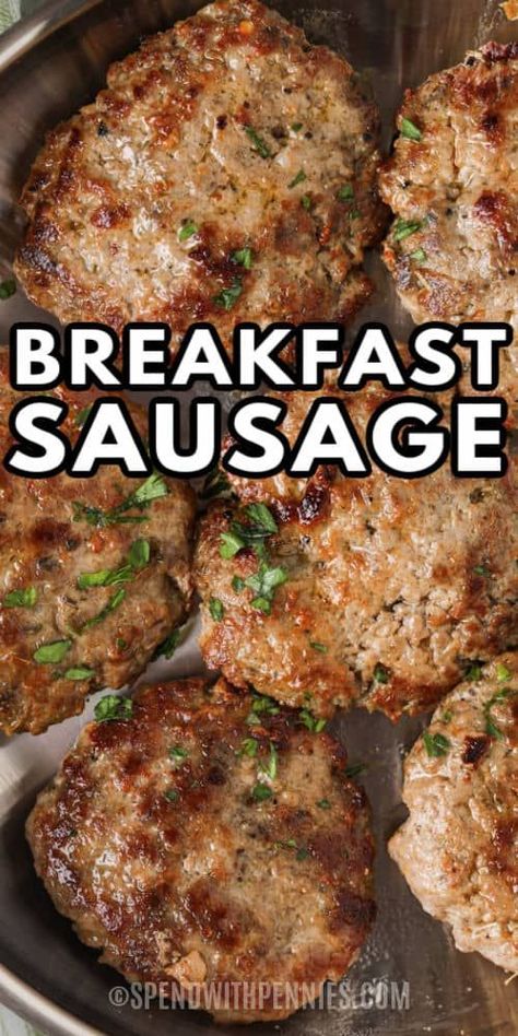 Learn how to make Breakfast Sausages with this easy recipe! Make them into patties or links for a savory breakfast entree. #spendwithpennies #breakfastsausages #recipe #breakfast #homemadebreakfastsausages #seasoning #howtomake #links #patties #easy Copycat Bob Evans Sausage Recipe, Best Breakfast Sausage Recipe, Breakfast Sausage Patties Recipes, Homemade Pork Breakfast Sausage Recipes, Homemade Turkey Sausage Recipes, Homemade Chicken Breakfast Sausage, Seasoning For Breakfast Sausage, Homemade Turkey Breakfast Sausage, Pork Breakfast Sausage Seasoning