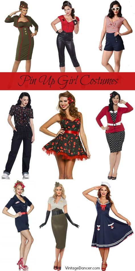 1950 Costume Ideas, Pinup Outfits Ideas, Pin Up Girl Halloween Costume, Pin Up Costumes, 50s Party Outfit, Rockabilly Costume, 1950's Hair, Fifties Outfits, Pin Up Girl Costume