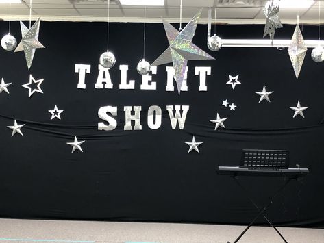 I had only two weeks to create the Talent Show . It’s simple but I loved! Talent Show Party Decorations, School Talent Show Decorations, Talent Show Decorations Stage Ideas, Talent Show Background, Talent Show Decorations, Kids Talent Show Ideas, Talent Show Ideas, School Talent Show, Kids Talent