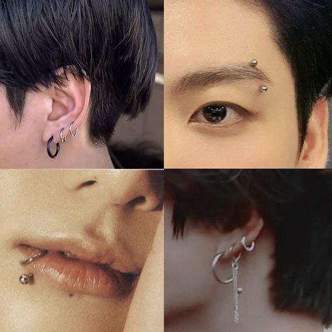 Tattoo Back Ear Woman, Jungkook's Piercings, Jk Piercing, Jungkook Piercing, Piercing Girl, Men's Piercings, Alternative Girl, Jungkook Oppa, Eyebrow Piercing