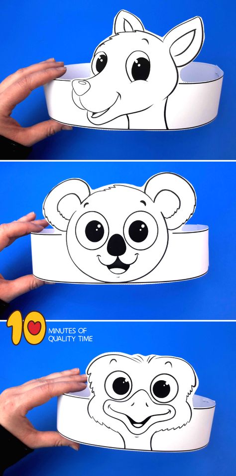 Paper Crowns - Australia Australian Wildlife Week Activities, Australia For Preschoolers, Australia Day Crafts For Kids, Outback Vbs Crafts, Australia Day Crafts For Toddlers, Australia Crafts For Toddlers, Australia Crafts Preschool, Australia Projects For Kids, Australia Art Projects For Kids