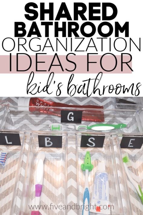 Shared Bathroom Ideas Kids, Shared Bathroom Organization, Kids Bathroom Ideas Shared Boy And Girl, Shared Bathroom Ideas, Kids Bathroom Organization Ideas, Girls Shared Bathroom, Kids Bathroom Towel, Girls Bathroom Organization, Kids Shared Bathroom