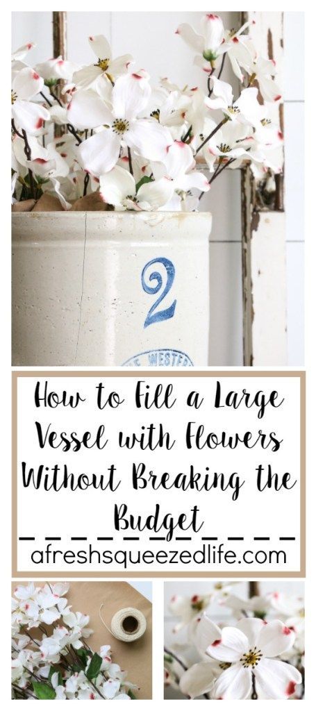 Buying enough flowers to fill a bucket or crock can be surprisingly expensive. Let me show you how to fill a vessel with flowers without breaking the bank! Crock Decorating Ideas, Crocks Decor Ideas, Decorating With Crocks, Crocks Decor, Crock Ideas, Crock Decor, Fill A Bucket, Old Crock, Antique Crock