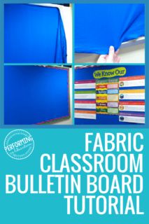 Simple Fabric Bulletin Board Tutorial - Performing in Education Elementary Bulletin Boards, Fabric Bulletin Board, Christmas Bulletin Boards, Diy Bulletin Board, Bulletin Board Paper, Winter Bulletin, Teacher Bulletin Boards, Reading Bulletin Boards, Classroom Bulletin Board