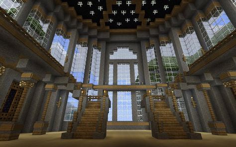 Minecraft Ballroom Castle Blueprints, Minecraft Floor Designs, Castle Ballroom, Château Minecraft, Minecraft Library, Medieval Interior, Interior Design Minecraft, Minecraft Castle Blueprints, Villa Minecraft