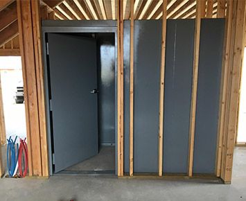 Safe Room Ideas In House, Hidden Storm Shelter Safe Room, Safe Room Ideas Storm Shelters, Built In Safe Room, Hidden Storm Shelter, How To Build A Safe Room, Safe Rooms In Houses Storm Shelters, Small Safe Room Ideas, Fireproof Safe Room