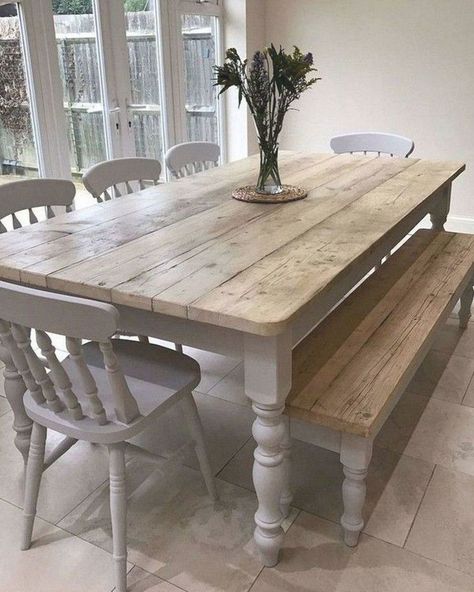 Farmhouse Dining Rooms Decor, Rustic Farmhouse Table, Farmhouse Kitchen Tables, Farmhouse Kitchens, Table Designs, Furniture Refinishing, Table Makeover, Farmhouse Dining Table, Country Furniture