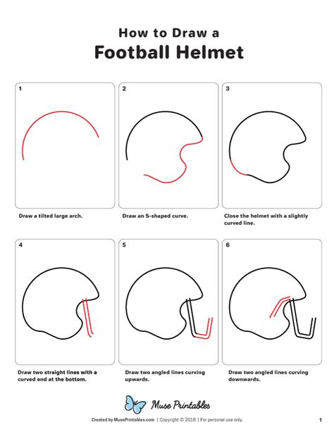 Learn how to draw a football helmet step by step. Download a printable version of this tutorial at https://museprintables.com/download/how-to-draw/how-to-draw-a-football-helmet/ How To Draw A Football Helmet, How To Draw A Helmet, Football Helmet Drawing, Football Face Paint, College Football Logos, Artist Things, How To Draw Muscles, Helmet Drawing, Cowboys Helmet