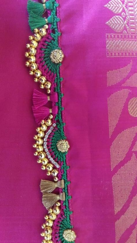 Saree Tazzles, Saree Kuch, Saree Tassel, Latkan Design, Saree Kuchu New Designs, Embroidery Belt, Kuchu Designs, Saree Tassels Designs, Saree Kuchu Designs