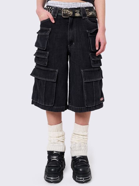 Shorts | Inc Cargo, Long & Womens Shorts | Minga London Acubi Grunge, Grunge Acubi, Long Cargo Shorts, Cargo Shorts Outfit, Cargo Denim Shorts, Minga London, Alt Clothes, Utility Pockets, Cargo Jacket