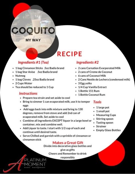 Puerto Rican Coquito, Coquito Recipe, Puerto Rican Dishes, Dominican Food, Bagged Milk, Puerto Rican Recipes, Caribbean Recipes, Spanish Food, Holiday Drinks