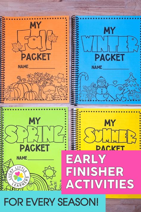 A teacher just finished a well planned, thought out lesson. She heads to her desk to take a sip of coffee while her students work on their independent work. She plans on walking around the room and assisting several students with skills they need to work on. But then, the dreaded words come from across the room, Teacher, I'm done! Oops, she forgot to plan early finisher activities! What to do with those early finishers? Lucky Little Learners has you covered with our Fall Early Finisher Pack, one Im All Done Activities, Done Early Activities, Early Finisher Organization, 1st Grade Early Finishers Activities, 2nd Grade Independent Work, Early Finisher Activities 1st Grade, Early Finishers Anchor Chart, Fast Finisher Activities 2nd Grade, 3rd Grade Early Finisher Activities