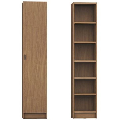 Greenwich 6 - Shelf Narrow Venti 2.0 Bookcase with Doors Maple Cream, EMFURN - 1 Affordable Mid Century Modern Furniture, Bookcase With Doors, Wooden Wardrobe Design, Narrow Cabinet, Cool Room Designs, Simple Kitchen Design, Bookcase Bed, Maple Cream, Kids Room Furniture