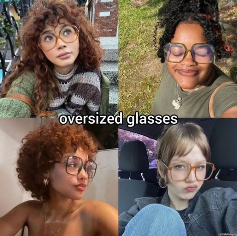 Big Circle Glasses, Butterfly Frame Glasses, Specs For Square Face Women, Glasses Frames For Women Diamond Face, Oversize Glasses Frames Woman, Glasses Inspiration Aesthetic, Big Glasses Outfit, 90s Glasses Aesthetic, Different Glasses Frames