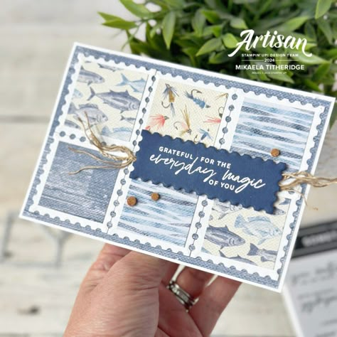 Stampin Up Congratulations Cards Masculine, Stampinup Gone Fishing, Stampin Up Masculine Birthday Cards 2024, Su Perennial Postage, Stampin Up Lets Go Fishing, Perennial Postage Dies Stampin Up Cards, Stampin Up Perennial Postage Dies, Stampin Up Fishing Cards, Stampin Up Mens Birthday Cards