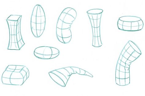 Twisting Forms Drawing, Drawing Practice Exercises Anatomy, Drawing Excercices, Drawing Shapes Practice, Sketching Practice Exercises, Organic Forms Drawing, Practice Drawing Shapes, Drawing Shapes, Geometric Shapes Drawing