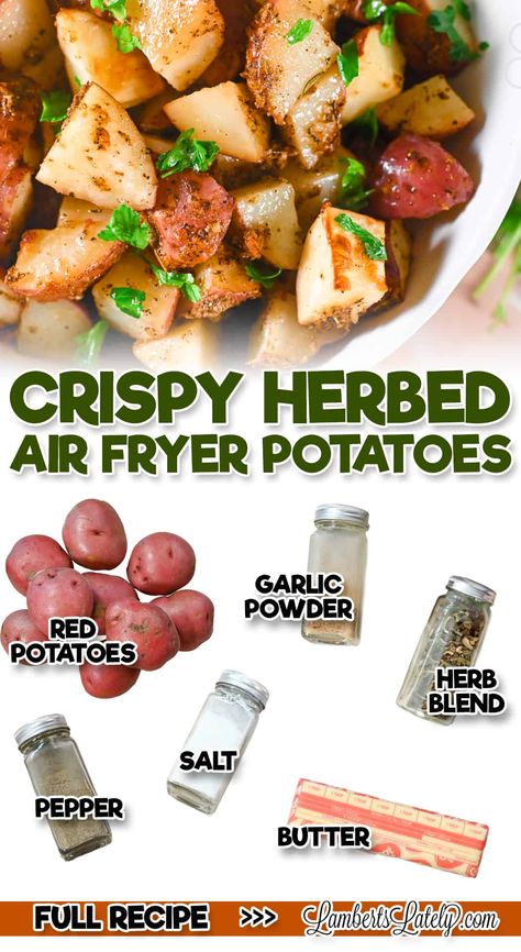 You've got to try crispy Air Fryer Red Potatoes - they're covered in butter, parmesan, and herbs and baked to a golden brown. Such an easy side dish! Cheesy Red Potatoes, Air Fryer Red Potatoes, Potatoes In Air Fryer, Instant Pot Freezer Meals, Red Potato Recipes, Easy Dinner Recipes Crockpot, Easy Side Dish, Dinner Recipes Crockpot, Red Potatoes